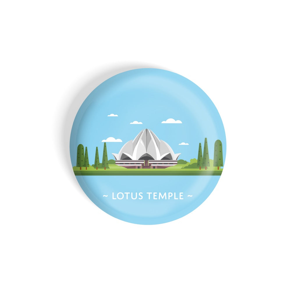 dhcrafts Round Fridge Magnet Blue Color Monuments Lotus Temple Glossy Finish Design Pack of 1 (75 mm)
